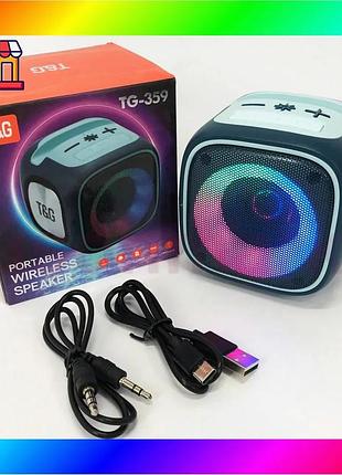 Bs портативная колонка bluetooth best mix tg359 7w с подсветкой rgb, аккумуляторная колонка для музыки bas77/n