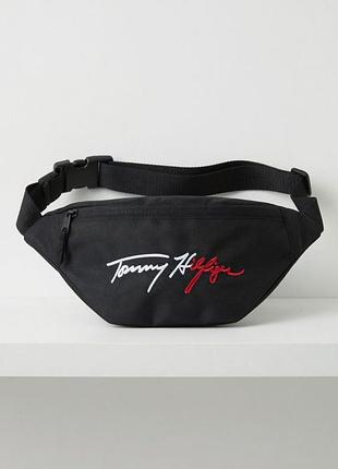 Спортивная бананка tommy hilfiger, черная поясная сумка мужская через плечо