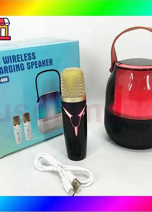 Bs портативна колонка xm-a68 best mix з rgb підсвічуванням та мікрофоном, bluetooth мікрофон для карао bas77/n