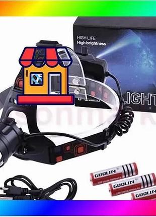 Bs фонарь налобный x-balong best mix xq-218-hp50 аккумуляторный led zoom с функцией power bank 3 режим bas77/n