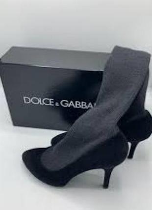 Чоботи-панчохи жіночі dolce & gabbana чорні замшеві