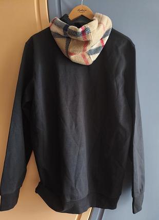 Чоловіче худі burberry чорне з капюшоном в клітинку, розмір l/xl