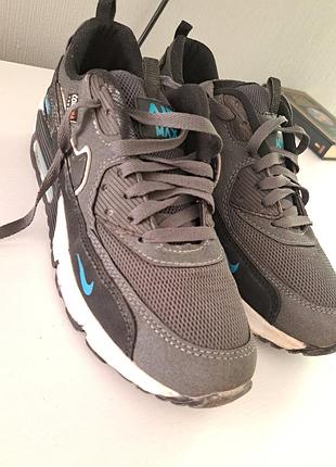 Кросівки чоловічі nike air max 90 sur plus сірі з бірюзовими елементами