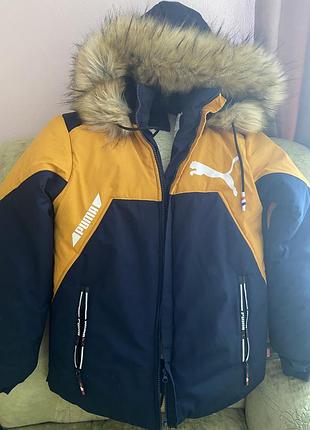 Куртка для хлопчика puma, жовто-синя, xxxl