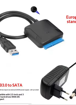 Переходник sata to usb 3.0 для hdd/ssd 2.5" и 3.5" с блоком питания eu