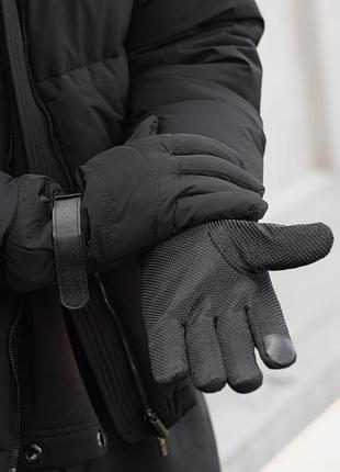 Теплые черные зимние пуховые перчатки варежки 16-5 without thermax man