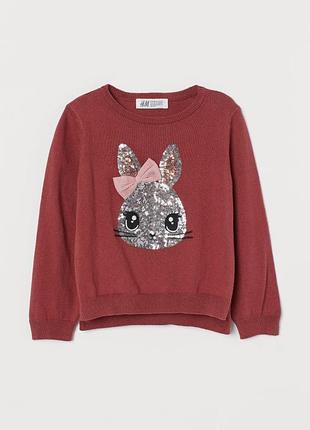 Детский хлопковый свитер для девочки h&amp;m 0860624 134-140 ( 9-10 лет) коричневый