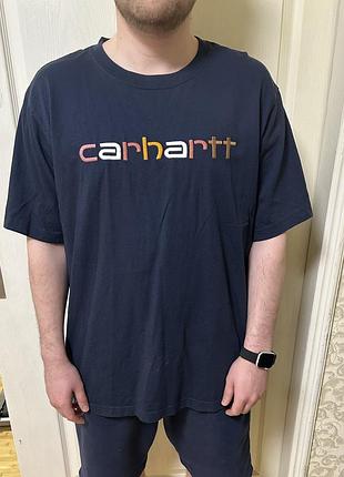 Футболка чоловіча carhartt синього кольору, котон, розмір l