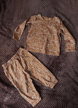 Піжама дитяча коричнева з принтом