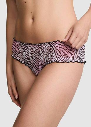 Женские сетчатые трусики чики victoria's secret pink с оборками