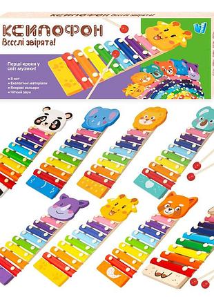 Ксилофон 35692 (36) "wtoys", "животные", деревянный, 8 нот, молоточки, в коробке,