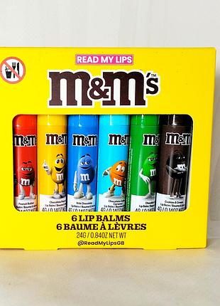 Дитячий набір бальзамів для губ read my lips m&ms 6 шт.
