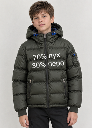 Оригинальный теплый пуховик на мальчика цвета хаки от north sails.