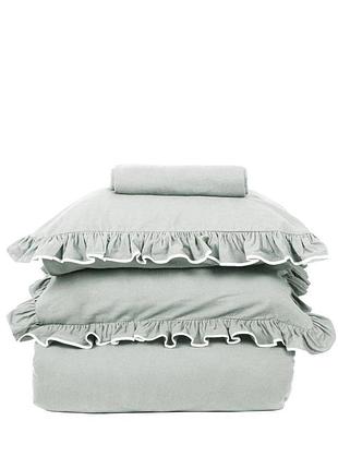 Постельное белье first choice flanel superior с рюшами, евро мята