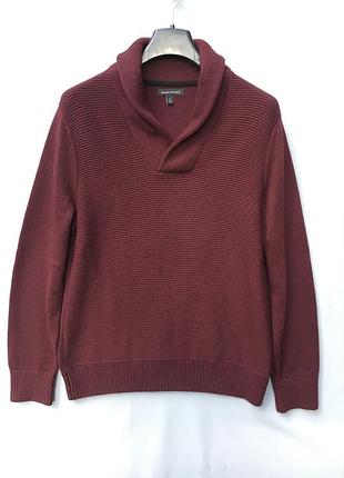 Чоловічий светр banana republic (xl) з шалевим коміром, мериносовою вовною, бордовий
