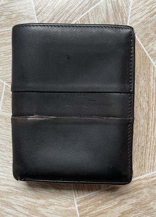 Кошелек vintage salvatore ferragamo bifold wallet ky-66 8591 black leather made in italy