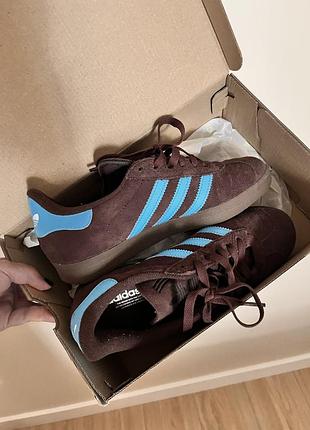 Замшеві кросівки adidas originals gazelle у кольорі shadow brown / sky rush