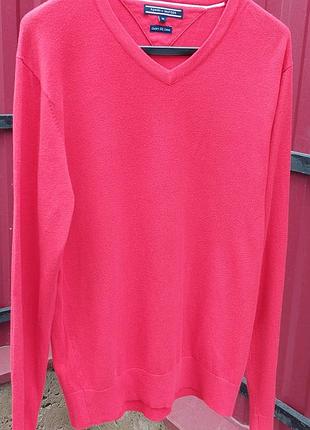 Чоловічий джемпер tommy hilfiger luxury silk cotton, червоний, розмір m