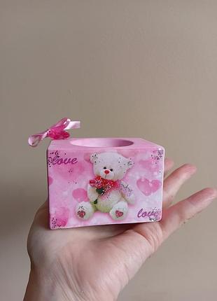 Романтический подсвечник подсвечник с мишкой и надписью love