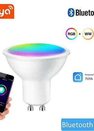 Умная bluetooth led лампа gu10 rgb+cct 5вт tuya