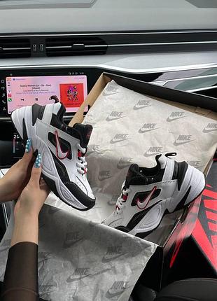 Nike m2k tekno black white red 9