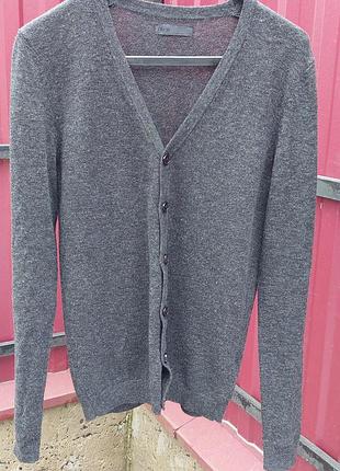 Чоловічий сірий кардиган asos з 100% вовни мериноса (merino wool), розмір xs