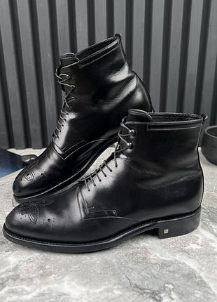Louis vuitton combat perforated ankle boots black leather сапоги осень кожа оригинал 41 eur