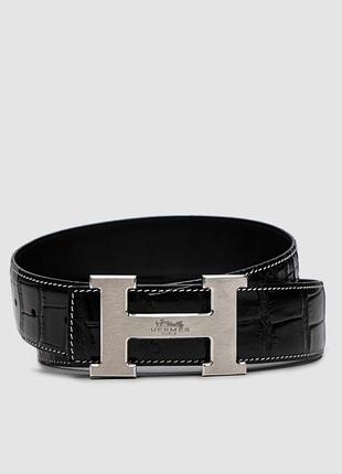💫 hermes constance belt in porosus crocodile black/silver 115 х 4 см