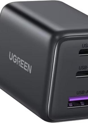 Зарядное устройство ugreen x515 gan 30w fast charger (3-портовый, usb-c x2 + usb-a) (55536)