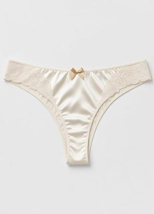 Атласные молочные трусики xl
