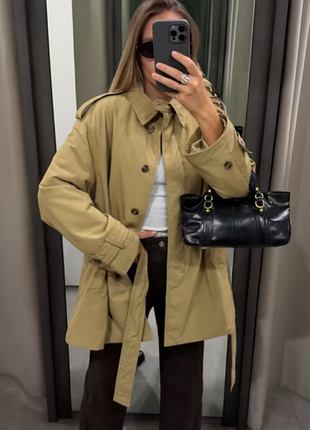 Утеплений плащ оверсайз zara