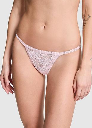 Мереживні трусики стрінги victoria's secret pink зі стразами