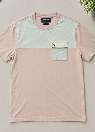 Футболка чоловіча lyle & scott рожева з м'ятними вставками