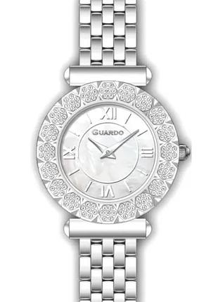 Женские часы guardo premium 012811-1 стальной корпус с кристаллами стальной браслет перламутровый циферблат