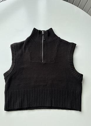 Топ h&m чорний в'язаний, розмір xs, на застібці