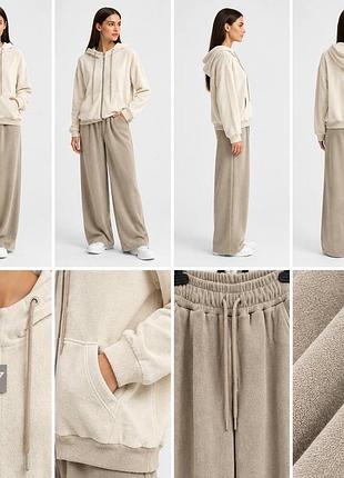 Жіночий теплий костюм фліс polar худі широкі штани s m l xl