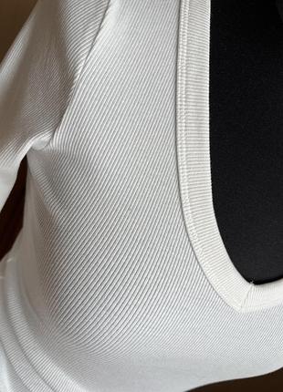 H&m лонгслів білий рубчик бавовна 2