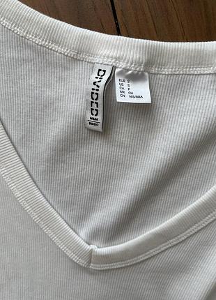 H&m лонгслів білий рубчик бавовна 5