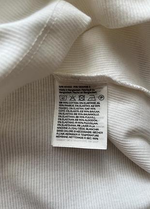 H&m лонгслів білий рубчик бавовна 6