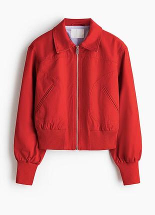 Куртка жіноча h&m harrington червона, розмір xs, бавовна