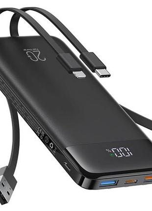 Портативний зарядний пристрій charmast 20000mah, 4 кабелі, швидка зарядка 20 вт. без пакування,амазон німеччина чорний