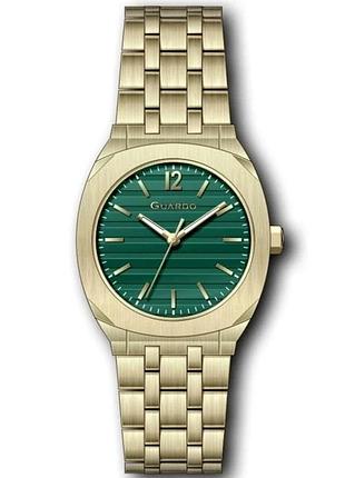 Женские часы guardo premium 012780-4 золотистый корпус золотистый браслет изумрудный циферблат