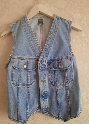 Винтажная джинсовая жилетка united colors of benetton (blue family), made in italy, размер s (it 42)