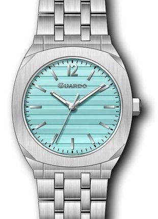 Женские часы guardo premium 012780-1 стальной корпус стальной браслет бирюзовый циферблат
