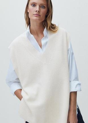 Шерстяной жилет massimo dutti свободного кроя оверсайз жилетка безрукавка шерсть кашемир