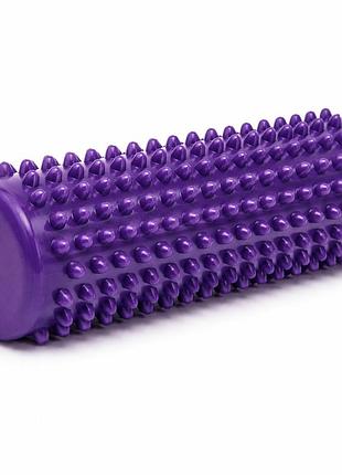 Масажний ролик (циліндр) easyfit spindle ef-1070-v з шипами,для рук, ніг та всього тіла,фіолетовий