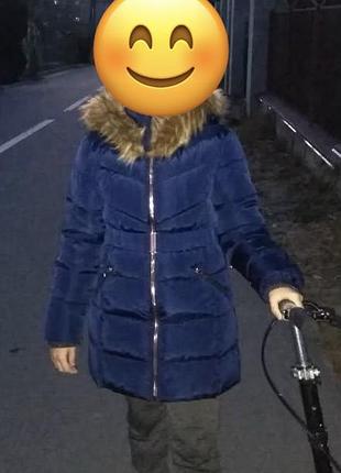 Куртка зимова для дівчинки темно-синя