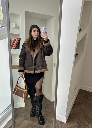 Дублянка жіноча zara зимова коричнева