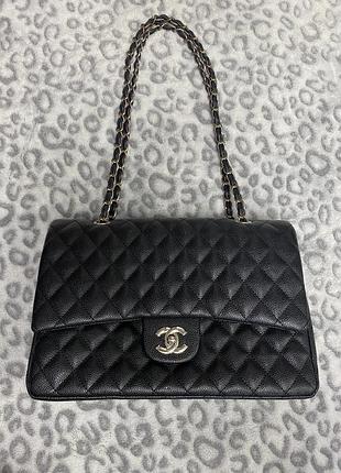 Сумка жіноча chanel чорна стьобана з ланцюжком