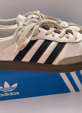 Кросівки унісекс adidas samba білі, чорні, розмір 38